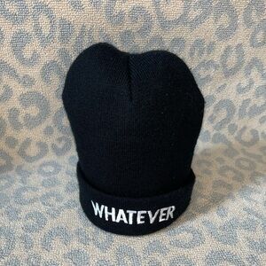 Black Beanie with 'Whatever' Embroidery